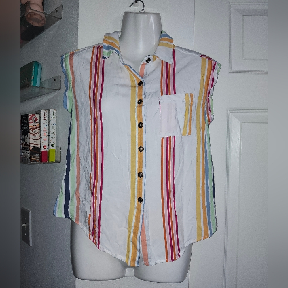 Boho stripe button down